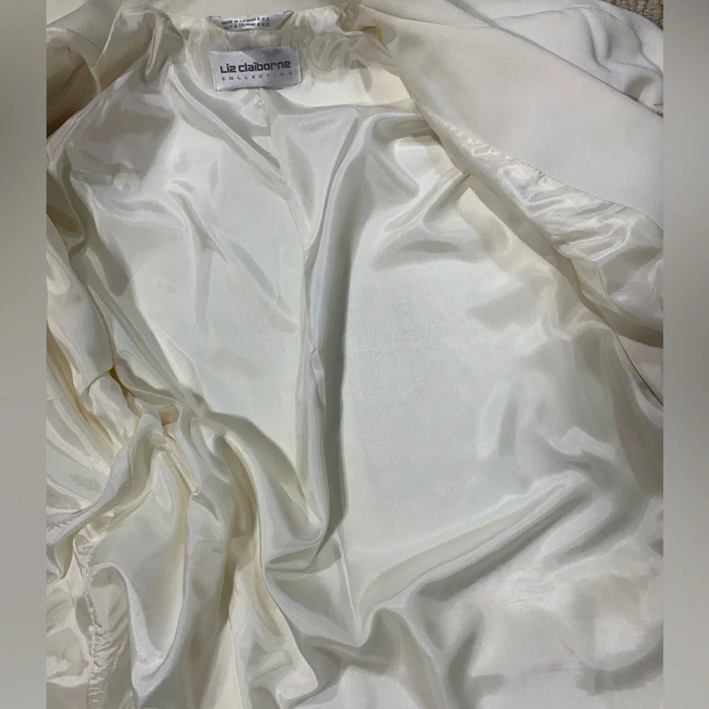 Vintage Liz Claiborne collection light ivory open blazer with tie band Size 10 - Picture 8 of 9